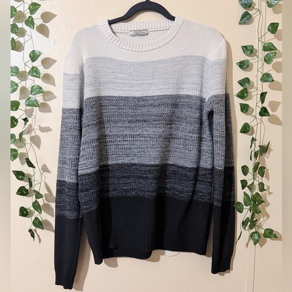 Men's Ombre Crewneck Sweater - Gray/Black 100% cotton Size L